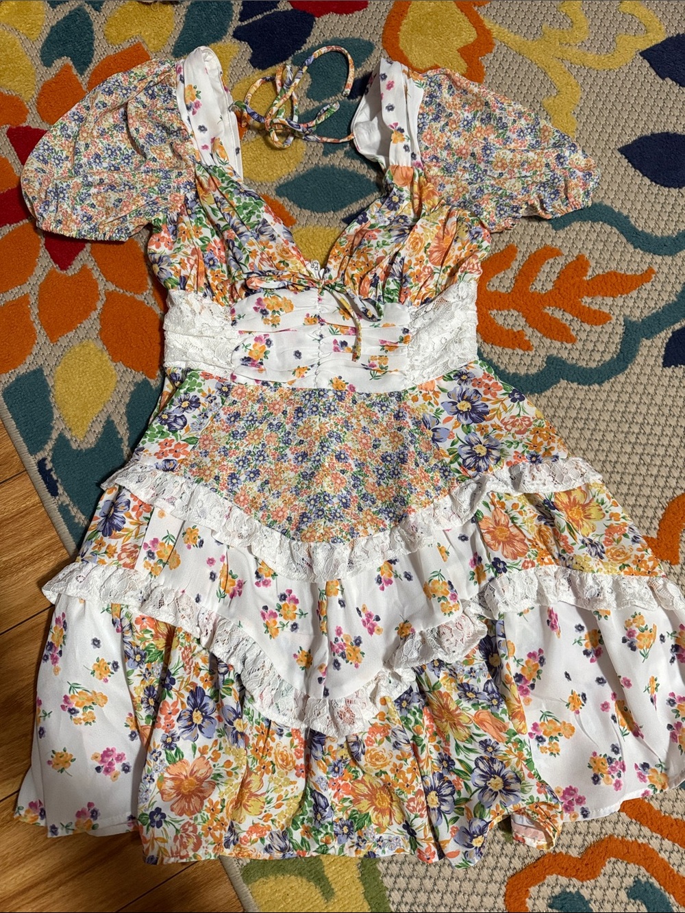 Altar’d State floral patchwork dress xs